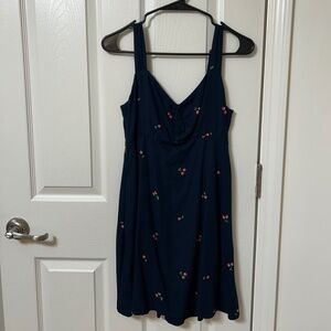 Old Navy Fit & Flare Crepe Mini Dress Navy Cherries